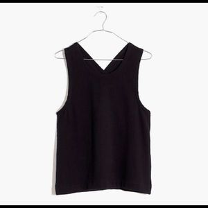 Madewell Ottoman Jacquard Cross Back Tank Top NWT